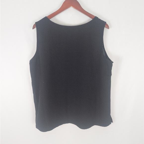 Nappa Valley Shirt Womens Plus 1X Black Top Polka Dot Sleeveless‎ Round Neck - Picture 2 of 9